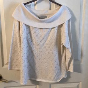 Victor Costa embellished cream sweater